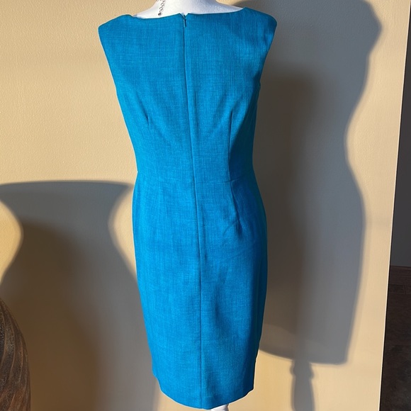 EVAN-PICONE NWOT SHEATH TEAL BLUE 100% POLYESTER, LINEN LOOK, CASUAL DRESS SZ 6 - Picture 10 of 15